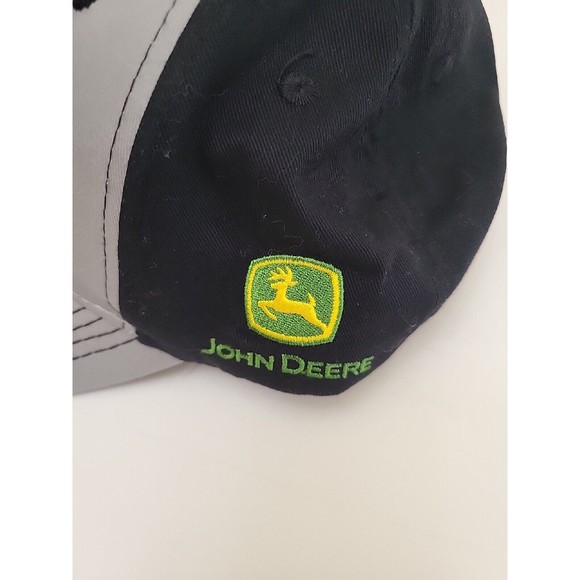 John Deere Dealership Mens Hat Black Gray Strapback Trucker 6-Panel Cap - Picture 6 of 13